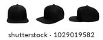 Small photo of Blank baseball snap back cap color black on white background