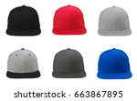 Small photo of Blank flat snap back hat 6 set on white background