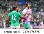 Small photo of Bundellu Bundee Aki and Eben Etzebeth during the World Cup RWC 2023, rugby union match between South Africa (Springboks) and Ireland on September 23, 2023 at Stade de France in Saint-Denis near Paris.