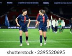 Small photo of Elisa De Almeida and Korbin Albert during the Women's Champions League football (soccer) match Paris Saint-Germain (PSG) VS Manchester United in Paris, France on October 18, 2023.