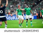 Small photo of Josh van der Flier and Caelan Doris during the Rugby union World Cup XV RWC match between Ireland and Scotland at Stade de France in Saint-Denis near Paris on October 7, 2023.