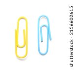 Yellow and blue paper clips on...