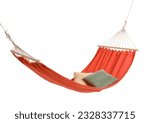 Cozy red hammock with cushions...
