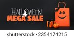 Banner for halloween sale with...
