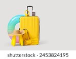 Yellow suitcase with inflatable ...