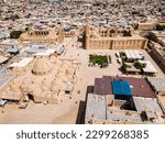 Aerial view of historic center of Bukhara city in Uzbekistan 