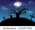halloween horror cemetery scene ... | Shutterstock .eps vector #1192577902