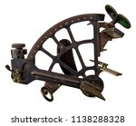 Small photo of Sextant isolated on white background. Sextant is an ship manual navigation tool use in astronavigation on board ships.
