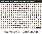 All official national flags of the world . circular design . Vector .