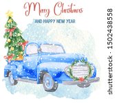 Blue Pickup With Christmas Tree ...