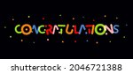 Congradulations funny lettering, futuristic space colorful greeting letters for kids birthday, childhood festival. Success congrats message, festive colored text. Vector illustration