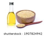 Sesame Oil In Glass Bottle With ...