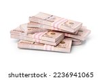 Pile of one million thai baht banknote money isolated on white background with clipping path.