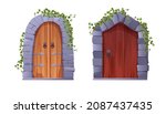 antique medieval wooden door... | Shutterstock .eps vector #2087437435