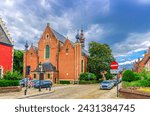 Small photo of Ghent, Belgium, July 6, 2023: St Elisabeth Church Begijnhofkerk Sint-Elisabeth in Beguine city Old St Elizabeth Beguinage Begijnhof Sint-Elisabeth in Ghent city historical center, Gent old town