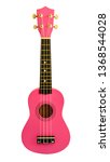 Small photo of Pink ukulele isolated on white background.Some countries call it ukelele.Is a kind of instrument Looks like a guitar with 4 strings.shape same the guitar.