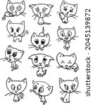 Set Of Stickers With Cute Cats. ...