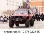 Small photo of Laredo, Texas, USA - February 19, 2022: The Anheuser-Busch Washingtonâ€™s Birthday Parade, Jeep part of the Misfits 4x4 club from laredo