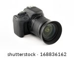 DSLR camera isolated on a white background.