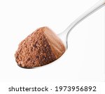 Chocolate mousse spoon on a white background