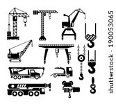 Set Icons Of Crane  Lifts And...