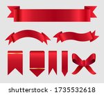 red ribbons set. flag sticker... | Shutterstock .eps vector #1735532618