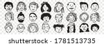hand drawn human faces doodle... | Shutterstock .eps vector #1781513735