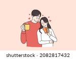 hot drinks and love concept.... | Shutterstock .eps vector #2082817432