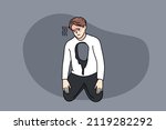 unhappy man with hole in body... | Shutterstock .eps vector #2119282292