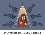 terrified woman stand under... | Shutterstock .eps vector #2159458515