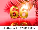 gold isolated number 66 on red... | Shutterstock . vector #1208148835