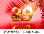 gold isolated number 39 on red... | Shutterstock . vector #1208156368