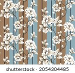 Cute Cream Vector Flowers With...