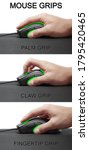 Small photo of Claw grip, fingertip grip and palm grip of a mouse. Mouse grips. Holding a computer mouse. Visualisation of a mouse grip.