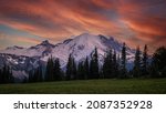 Mount Rainier National Park Sunset mountain views