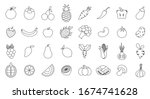 vegetables and fruits flat icon ... | Shutterstock .eps vector #1674741628