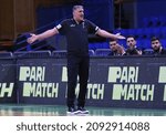 Small photo of KYIV, UKRAINE - NOVEMBER 29, 2021: Dragan Bajic, head coach of National Team of North Macedonia in action during the FIBA World Cup 2023 European Qualifiers game Ukraine v North Macedonia in Kyiv