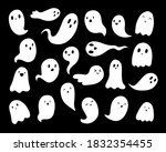 doodle cute ghosts halloween... | Shutterstock .eps vector #1832354455