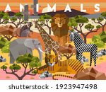 animals. vector flat... | Shutterstock .eps vector #1923947498