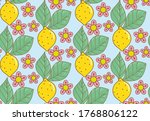 lemons tree plant flower pattter | Shutterstock . vector #1768806122