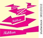 set of retro pink ribbons and... | Shutterstock .eps vector #181123112