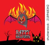 vector happy halloween card.... | Shutterstock .eps vector #218968342