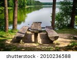 Rustic Wooden Table And Benches ...