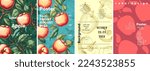 Apples. Typography design. Set of flat vector illustrations. Vintage pattern, hand-drawn, minimalist background. Poster, label, cover.