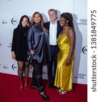 Small photo of Manhattan, New York/USA - April 26, 2019: Tribeca Film Festival, Queen Latifah, Haley Anderson, Marc Pritchard and Brittany Fennel at the Red Carpet for premiere of Queen Collective shorts