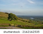 Small photo of Roach End. A blue sky rural landscape at The Roaches, Staffordshire in the Peak District National Park, UK.