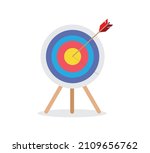 target with arrow standing on a ... | Shutterstock .eps vector #2109656762