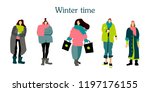 winter time women set flat... | Shutterstock .eps vector #1197176155