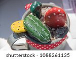 Stone Cactus In Iron Mug For...