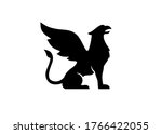 Silhouette Of Griffin With Open ...